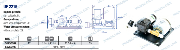 GROUPE D'EAU 12V W/VASE D'EXPANSION 2L WHALE