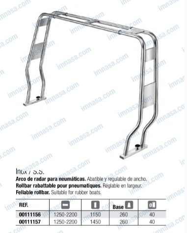 ROLLBAR RABATTABLE INOS RIB 1450mm HAUT