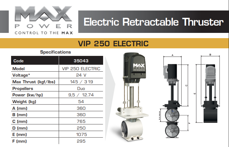 Propulseurs rétractables MAX POWER VIP 250 REF 35043