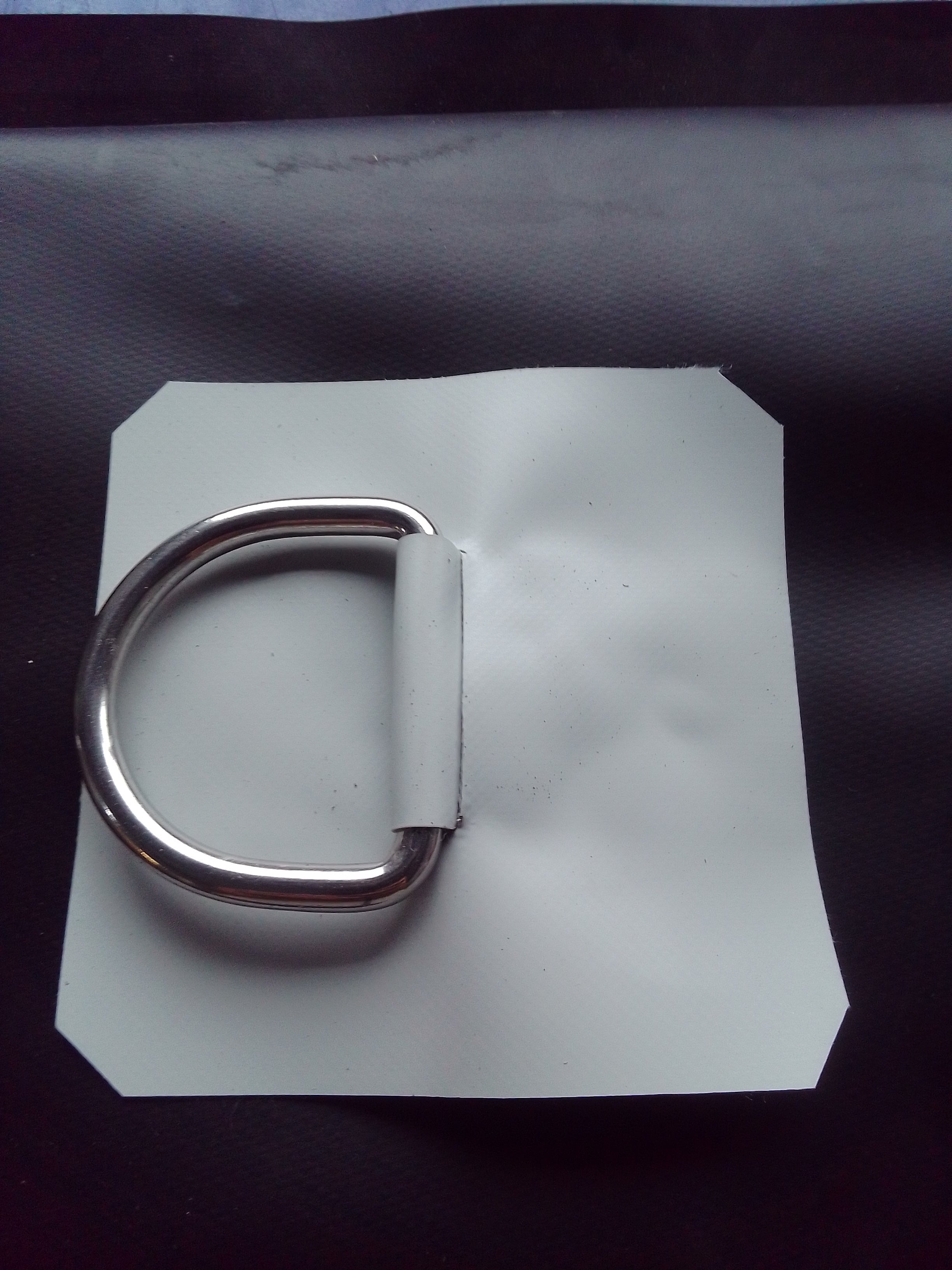 Anneau inox-Tissu Néoprène HYPALON GRIS ARTIC ORCA-CARRE 10cmX10cm