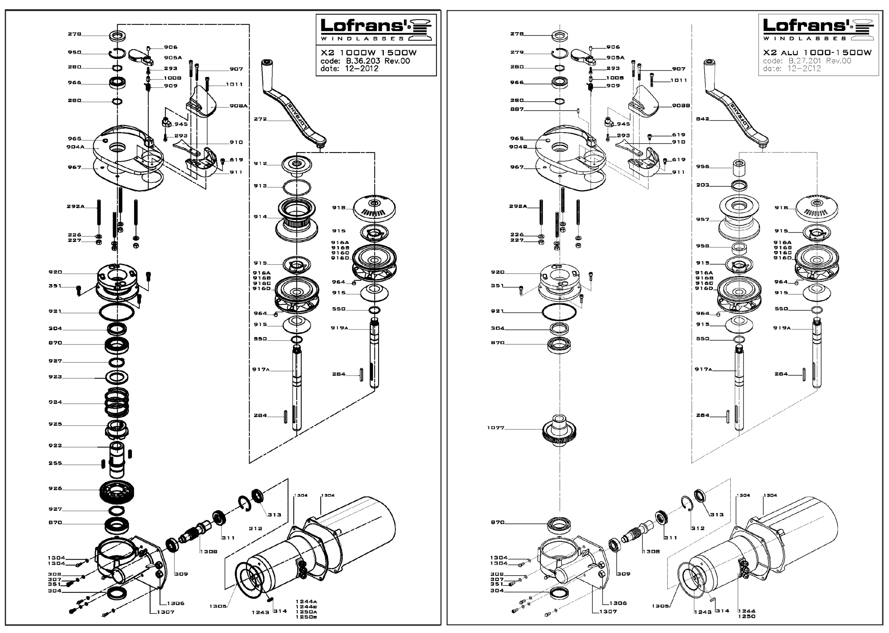 Flange supp pour guindeau Lofrans vertical x2 ref 632063