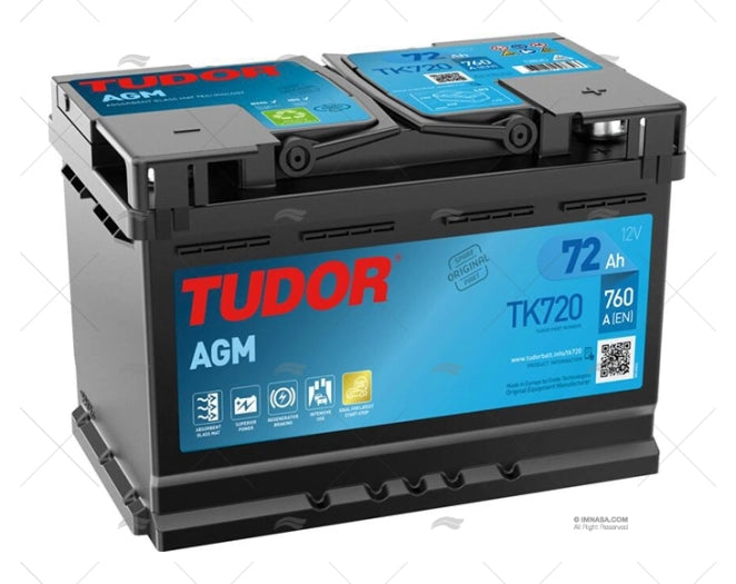 BATTERIE NAUTIQUE ECODRY AGM 72AMP.