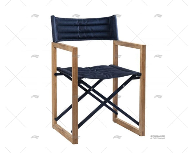 CHAISE DE RÉALISATION CARRÉ EN TECK BLEU ARC MARINE