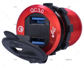 CHARGEUR USB VOLTIMETRE ALU BLEUE