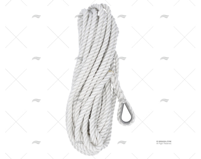 CORDAGE BLANC 12mm A/COSSE INOX 2X7 MT