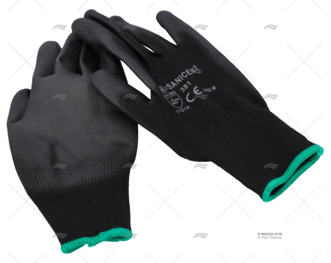 GANTS EN VINILO BLEU/NOIR