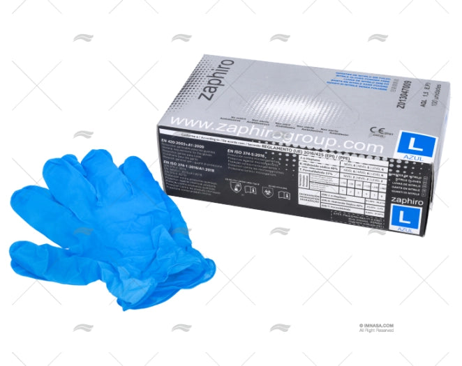 GANTS NITRILE BLEU/NOIR T/L (100)