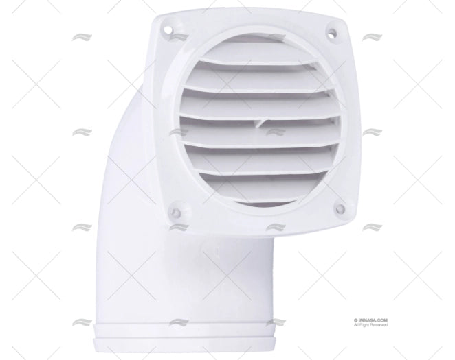 GRILLE AVEC COUDE BLANCHE 94x94MM D.76MM