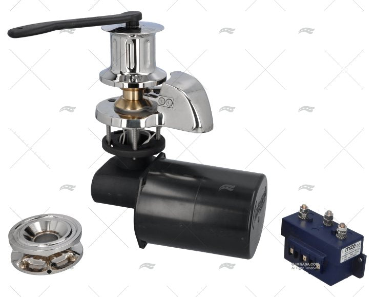 Guindeau électrique en inox, avec moteur horizontal AVEC poupée. Barbotin mixte chaine 10mm 24V 1500W AVEC POUPEE