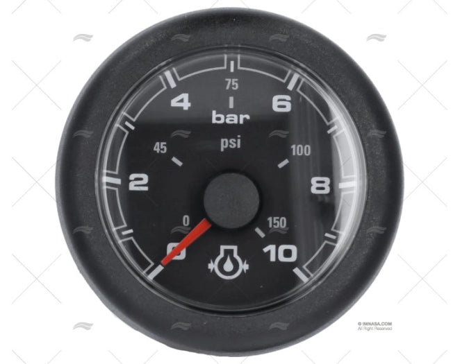 IND. PRESSION OL 12V 10 BAR 52mm NOIR