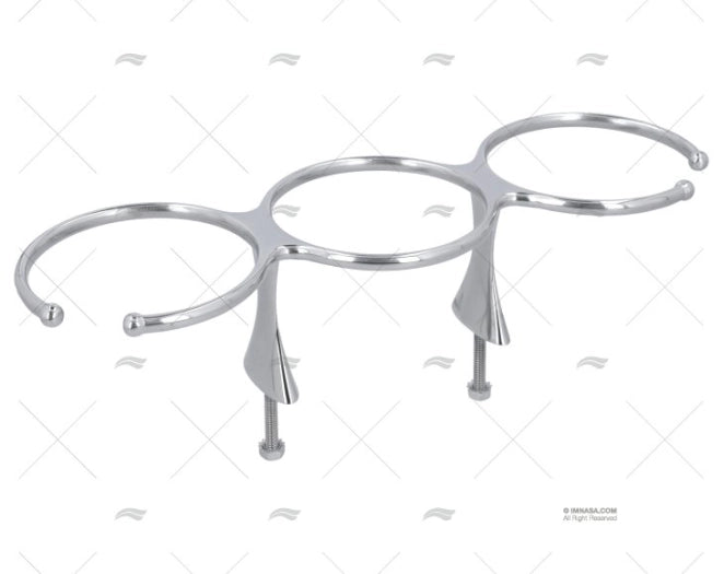 SUPPORT VERRE X 3 INOX 316 A/TIGE 104mm