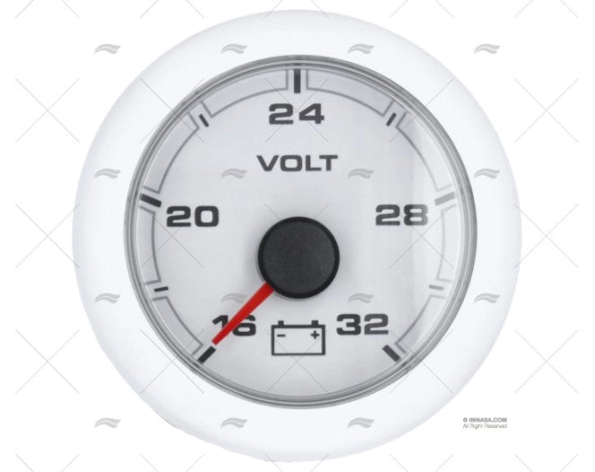 VOLTMETRE OL 12/24V 16-32V 52mm BLANC