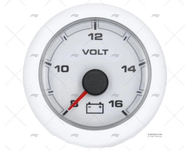 VOLTMETRE OL 12/24V 8-16V 52mm BLANC