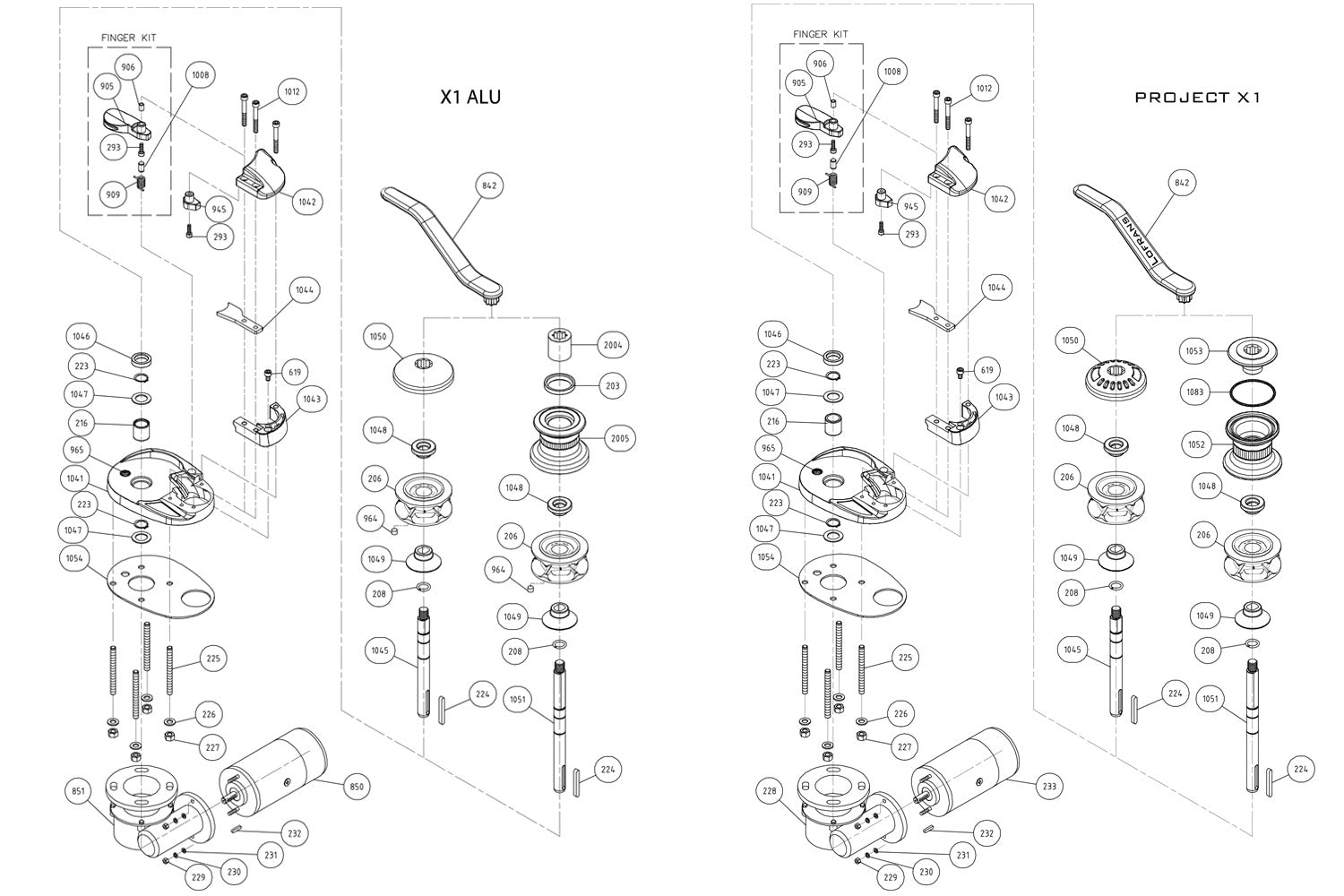 Pièces détachées pour guindeau Lofrans x1