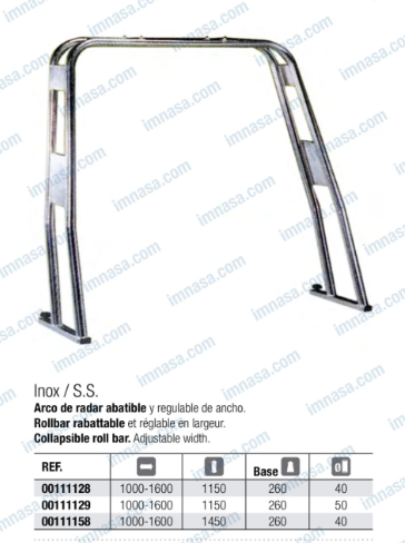 ROLLBAR RADAR INOX 1000X1600X40MM