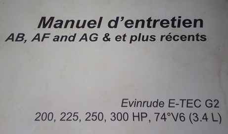 manuel atelier etec g2 200 225 250 300 hp v6 7.4l  ref 5010015