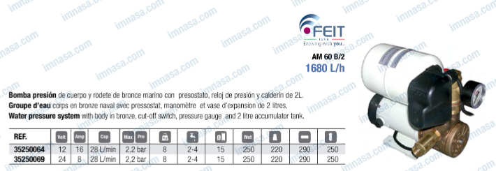 GROUPE D'EAU AUTO-VIDANT AMFA66B-24V FEIT POMPES