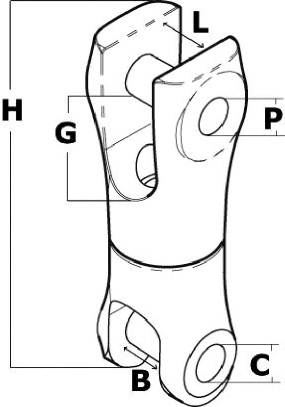 Jonction d'ancre sur émerillon Chaîne 6/8  Ø mm