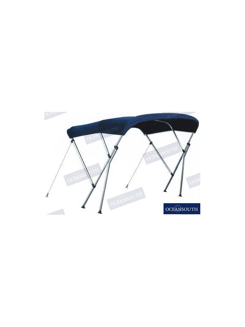 BIMINI AVEC SUPPORT 170/190 CM BLEU AUVENT À 3 ARCHES POUR BATEAUX DE PÊCHE ET DE PLAISANCE.