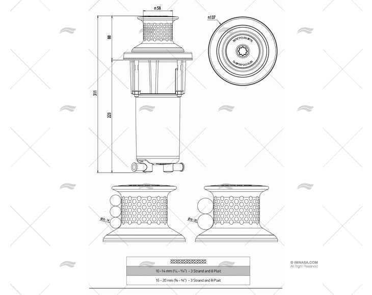 Cabestan / Capstan VX 800W 12V IP 67 LEWMAR