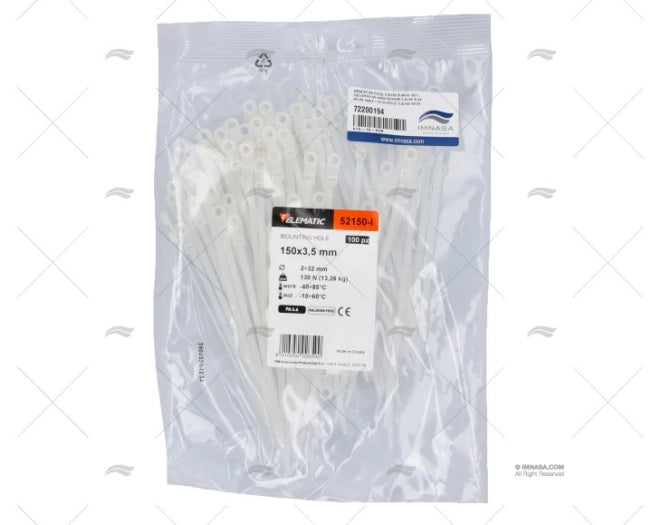 COLLIER NYLON A/BOUTONNIERE 3,6x150 BLAN NORMA