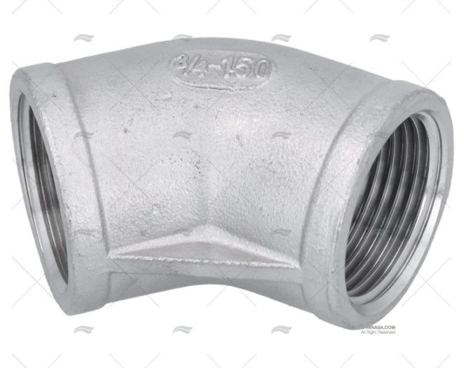 COUDE FEMELLE INOX 45º 3/4"