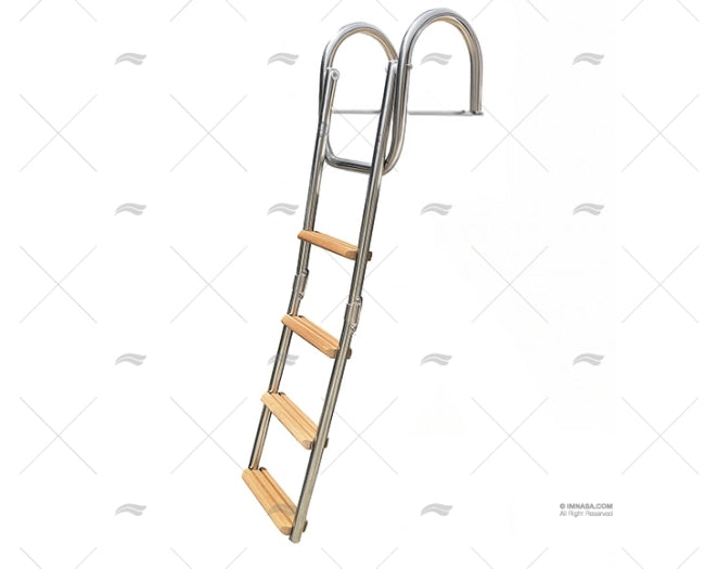 ECHELLE PLIABLE INOX 4 MARCHES BOIS