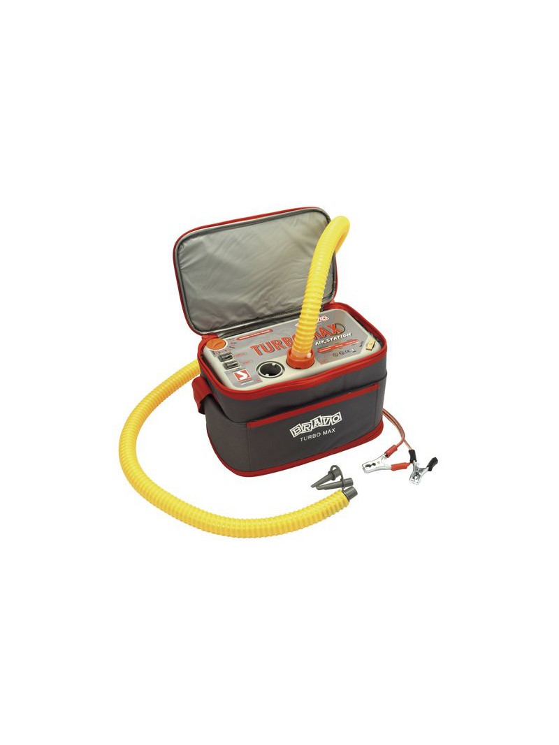 Gonfleur électrique turbomax dans un sac de transport 12 volts 45-60 ampères  100 litres minute  175-250 mb / 3.6 psi