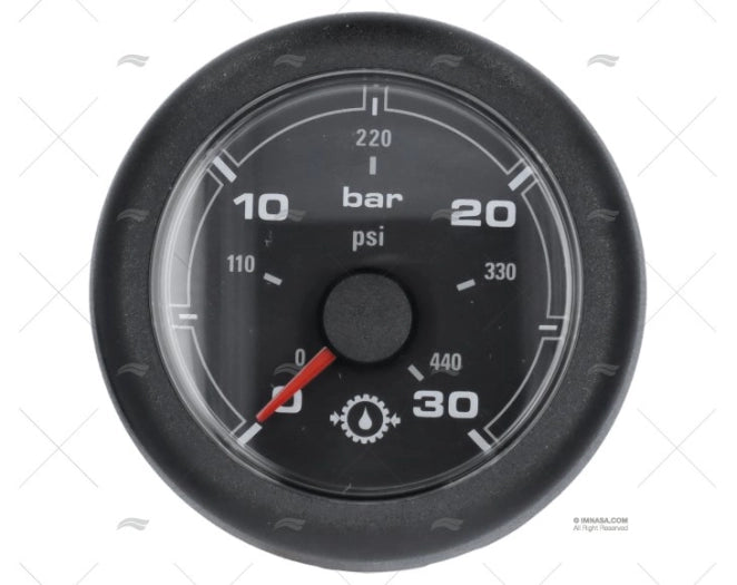 IND. PRESSION OL 12/24V 30 BAR 52mm NOIR