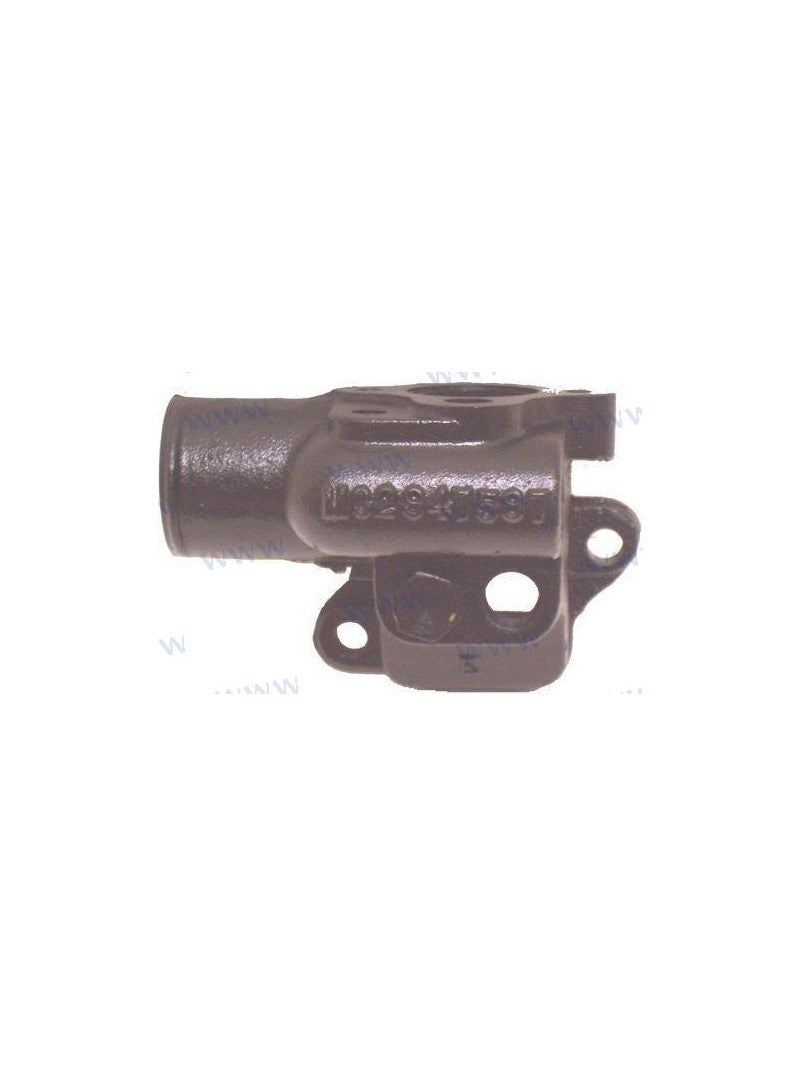 logement de thermostat pour moteur inboard mercruiser  GM 153, 181, 250, 292, 120, 140, 2.5L, 3.0L  3.0LX (4 cyl) (1964-97)  160, 165, 200 (6 cyl) (1967-81)  ref : 47587, 47587A2, 861493A07, 861493A3