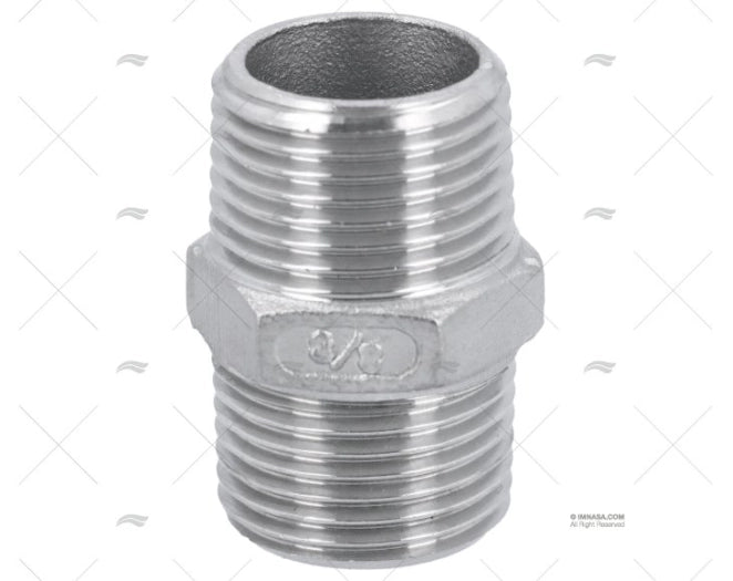 MAMELON DOUBLE MALE INOX 3/8"