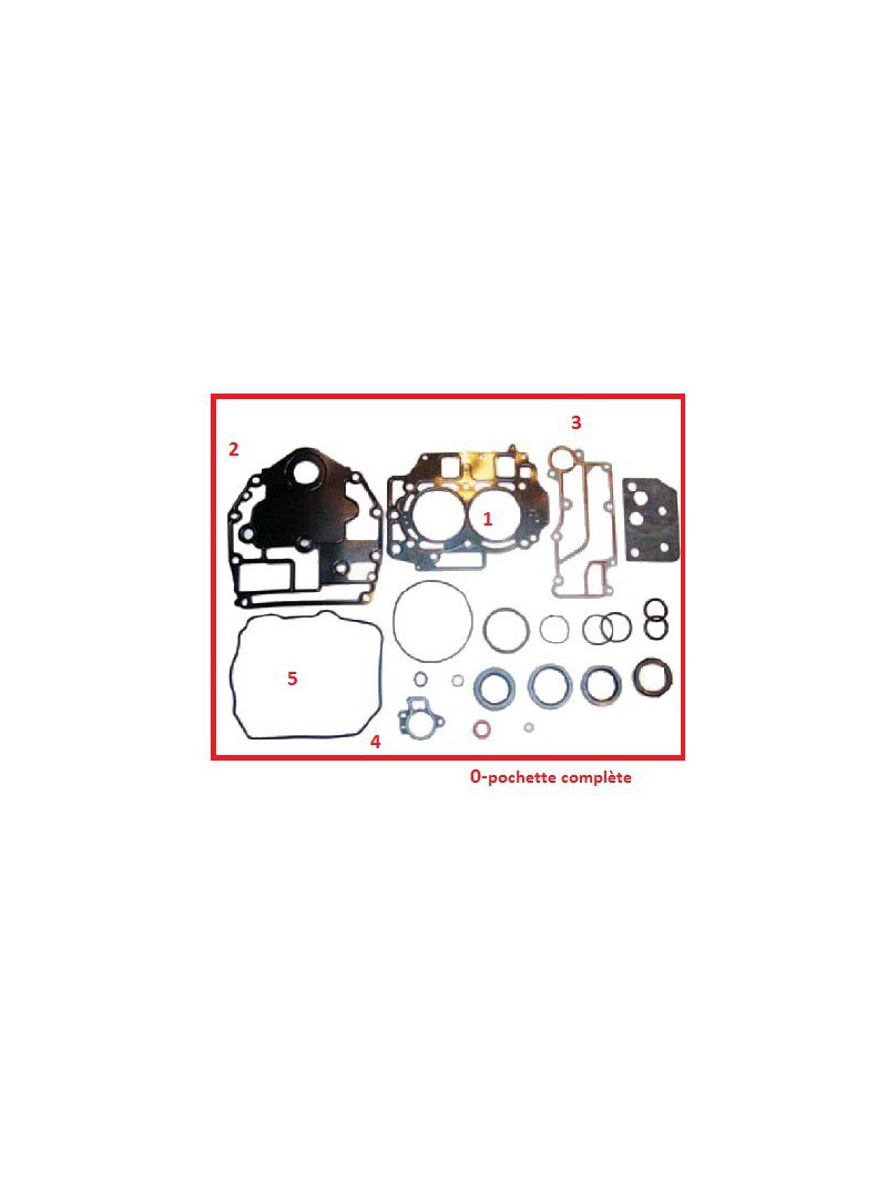 pochette complète pour moteurs Yamaha  F20 / F25 de 1998 à 2001  T25/FT25 (2000-01)  référence yamaha 65W-W0001-00