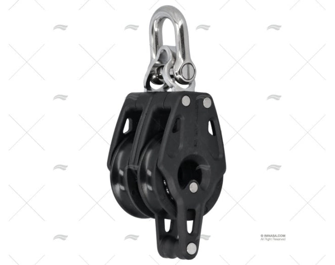 POULIE CONTROL 40mm DOUBLE NOIRE LEWMAR