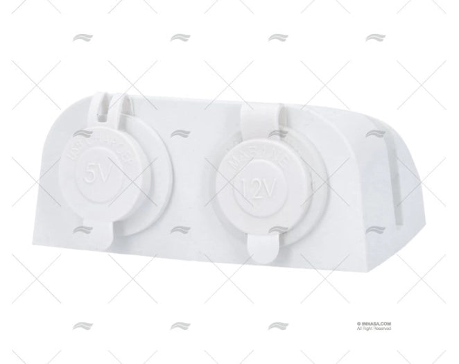 SUPPORT DOUBLE PRISE USB BLANC