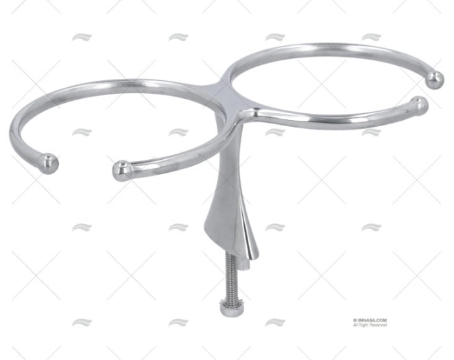SUPPORT VERRE X 2 INOX 316 A/TIGE 104mm