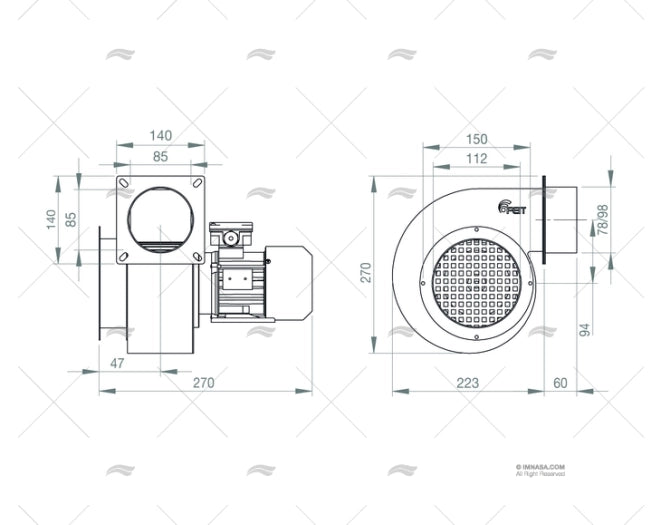 VENTILATEUR FEIT TYPE ZA 302 RD 90 12V FEIT POMPES