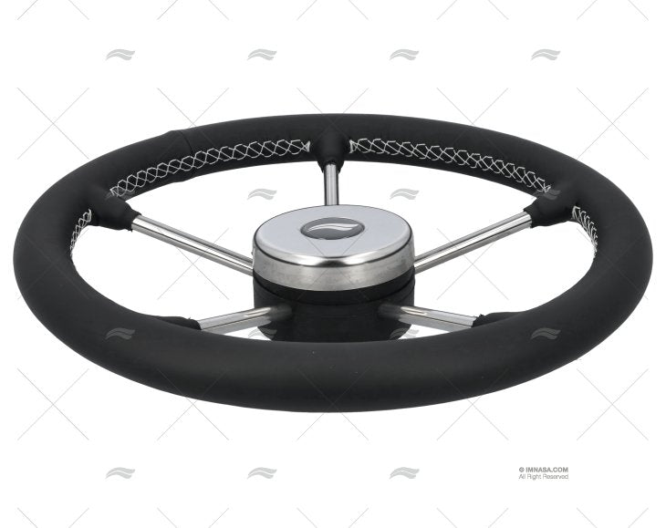 VOLANT EN CUIR 350mm NOIR SURP. BLANC IMNASA