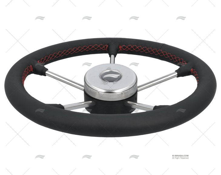 VOLANT EN CUIR 350mm NOIR SURP. ROUGE IMNASA