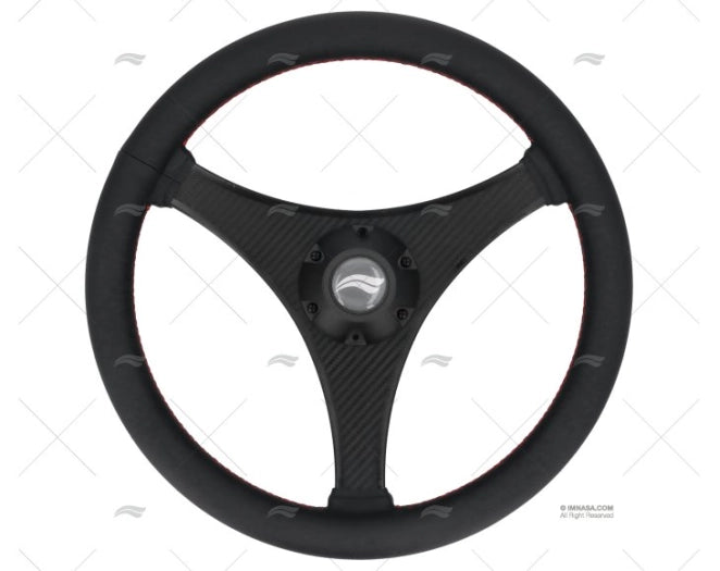 VOLANT EN CUIR 350mm NOIR SURP. ROUGE IMNASA